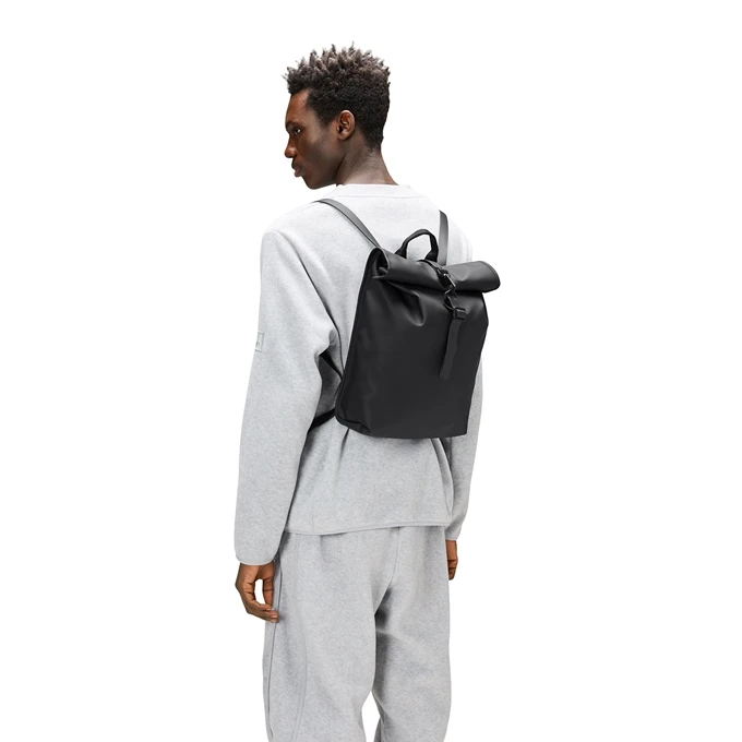 Rains Rolltop Rucksack Mini W3 Black 2 Rains Rolltop Rucksack Mini W3 Black - Afbeelding 2