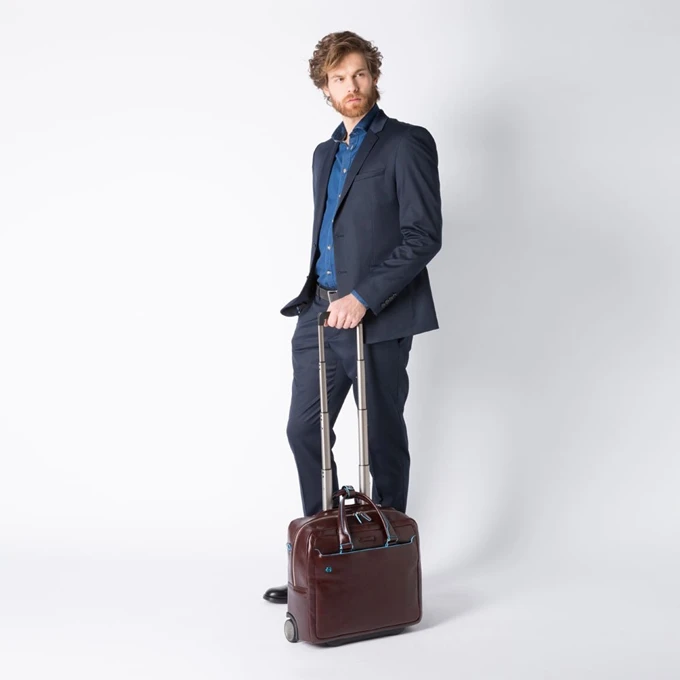 Piquadro Black Square Briefcase With Wheels Brown 2 Piquadro Black Square Briefcase With Wheels Brown - Afbeelding 2