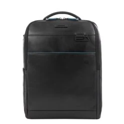 Piquadro Blue Square Computer Backpack Plain With IPad Pro Black
