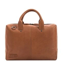 Plevier Basalt Leren Enkelvaks Laptoptas 15.6'' Cognac